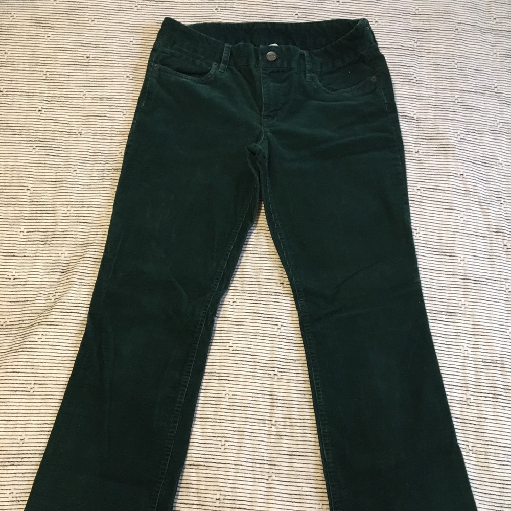 J.Crew Bootcut Cords. Size 6R (28). Dark Emerald